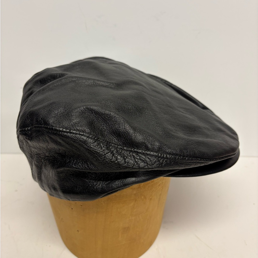 Dobbs Men Driving Cap Lambskin Leather Black Medium